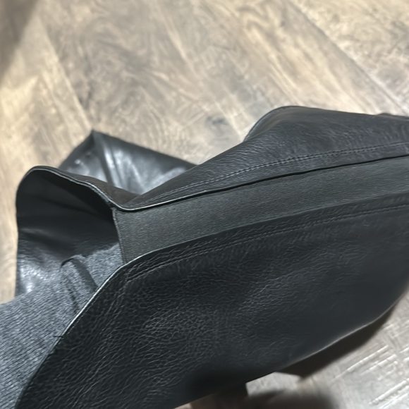 Vince Camuto Black Leather Riding Boots with gold buckles over the knee - Picture 11 of 13